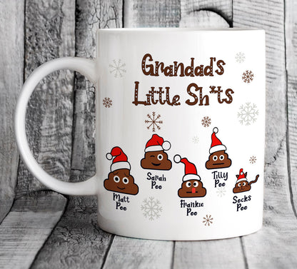 Personalised Grandad's Little Shits Mug - Funny Christmas Present for Grandpa