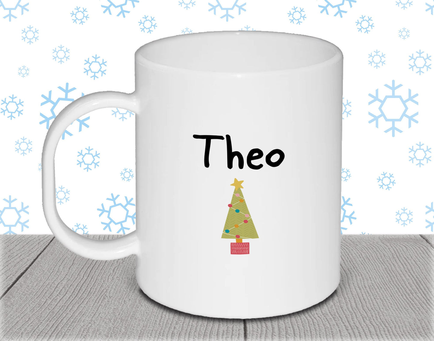 Personalised Kid's Name Christmas Polymer Mug with Christmas Tree - Stocking Filler Gift Gift