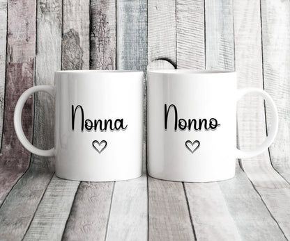 Nonna & Nonno Matching Mug Set - Italian Grandparents Gift for Anniversary, Birthday or Christmas Gift