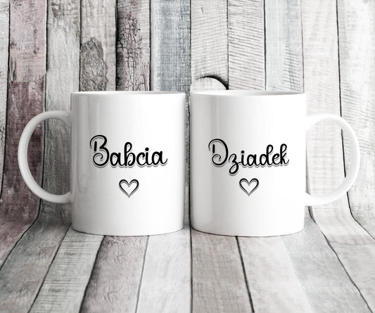 Babcia & Dziadek Mug Set for Polish Grandma and Grandad - Mothers Day, Fathers Day, Anniversary or Birthday Gift