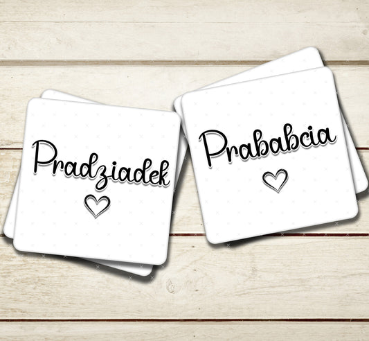 Prababcia & Pradziadek Polish Great Grandad and Grandma Coasters for Anniversary, Mother's Day or Father's Day Gift - Pregnancy Reveal