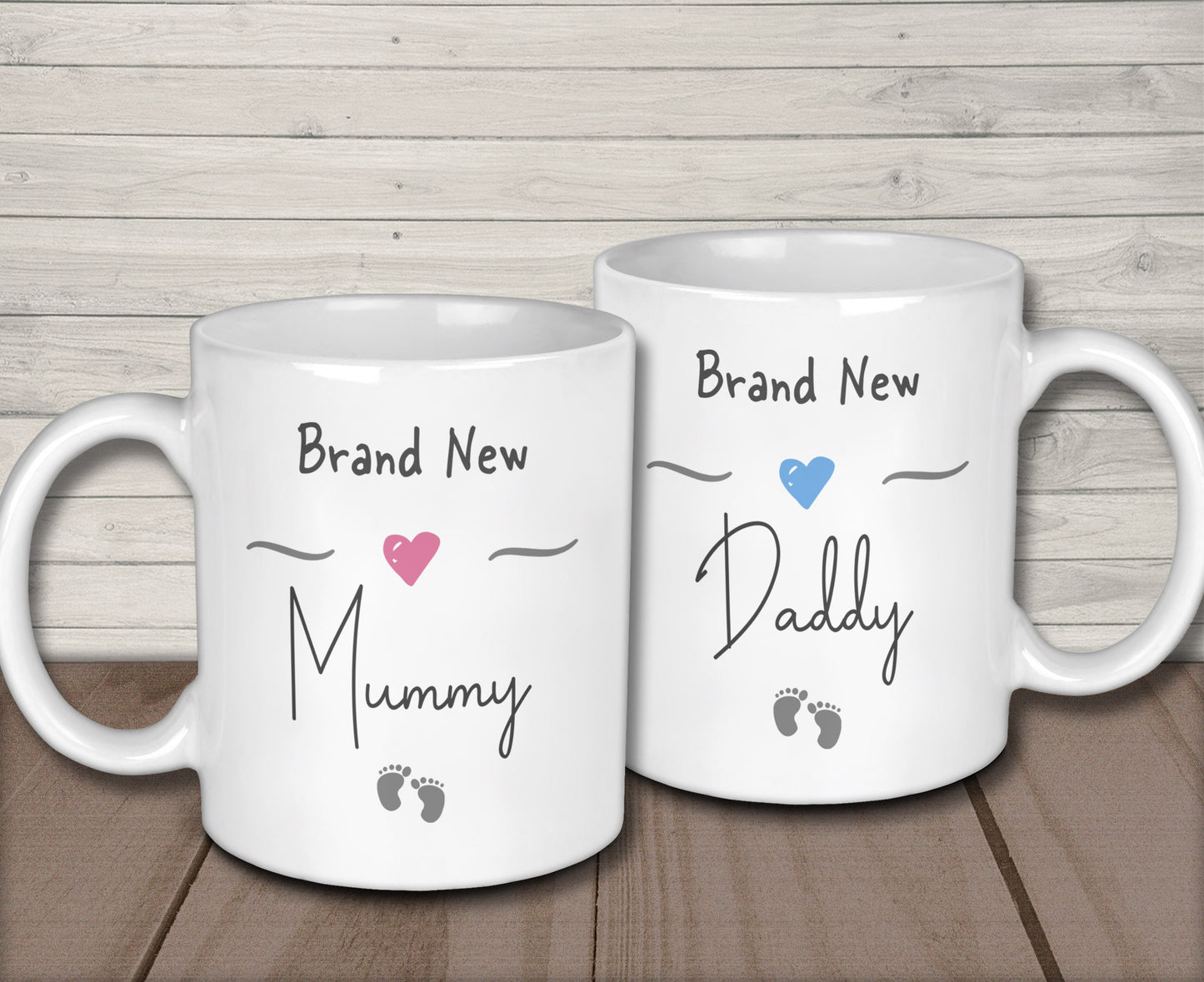 Brand New Mummy and Daddy Mugs with Matching Brand New Baby Vest - Gift for New Parents and Newborn Baby Boy