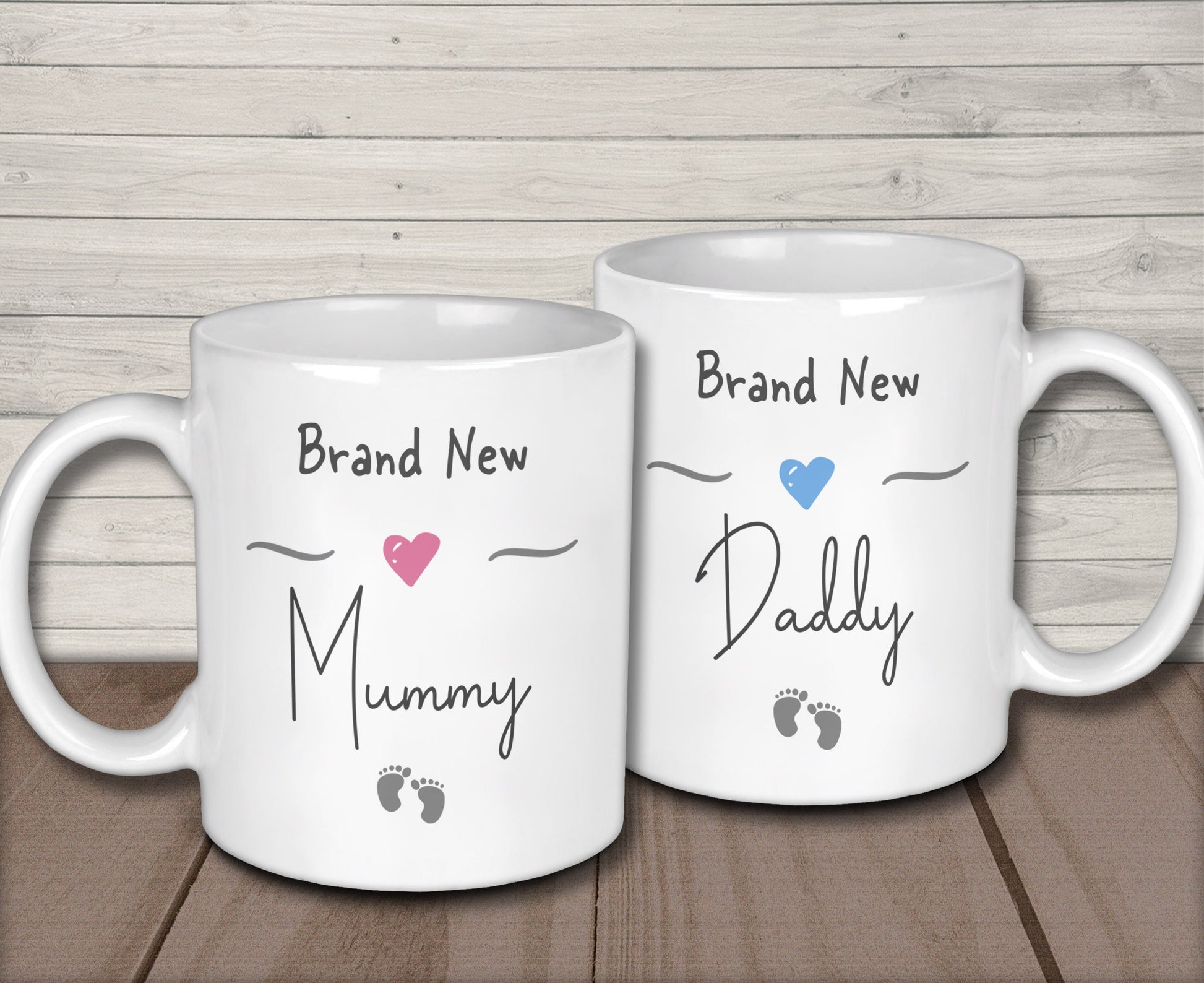 Brand New Mummy and Daddy Mugs with Matching Brand New Baby Vest - Gift for New Parents and Newborn Baby Boy