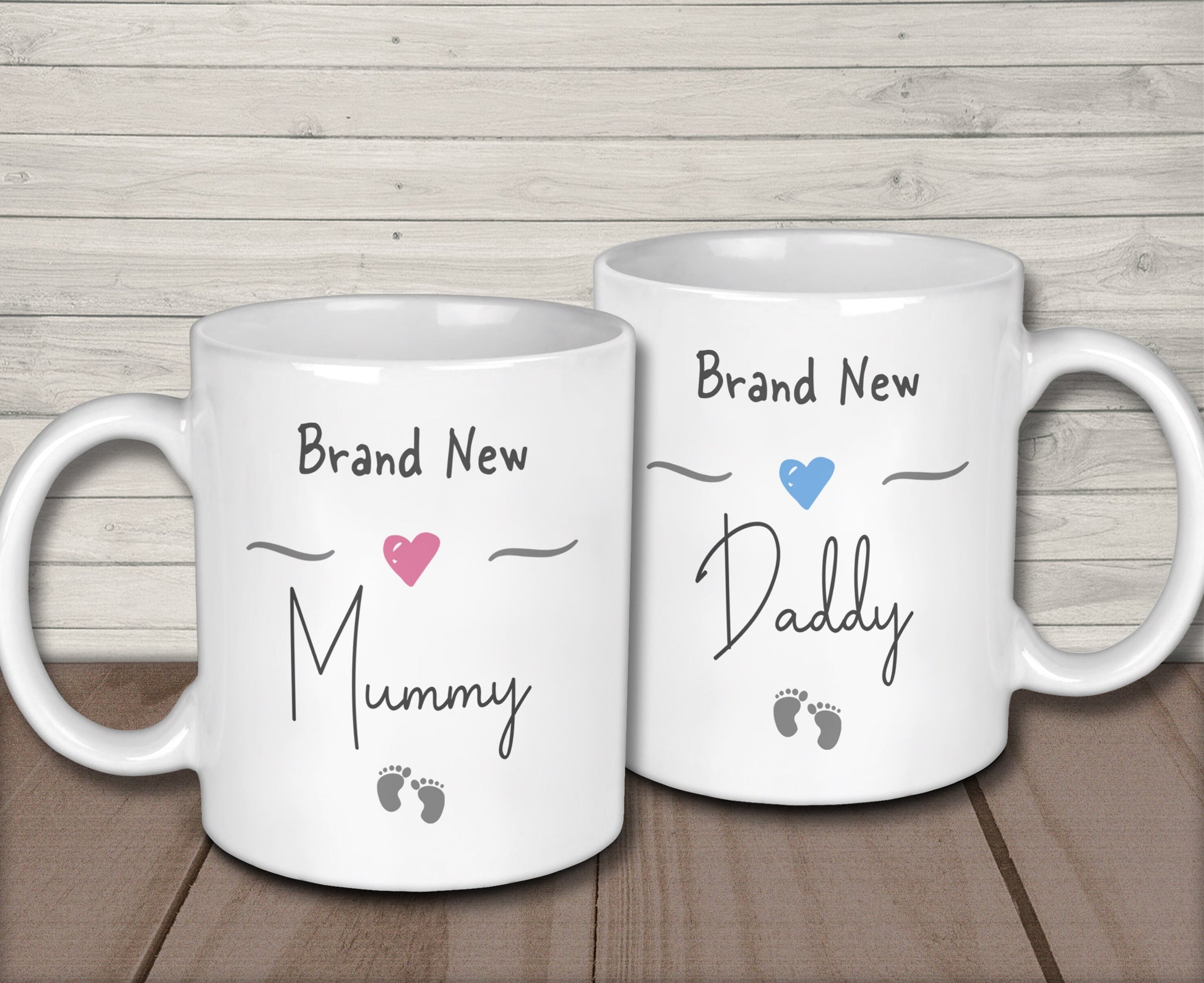 Brand New Mummy and Daddy Mugs with Matching Brand New Baby Vest