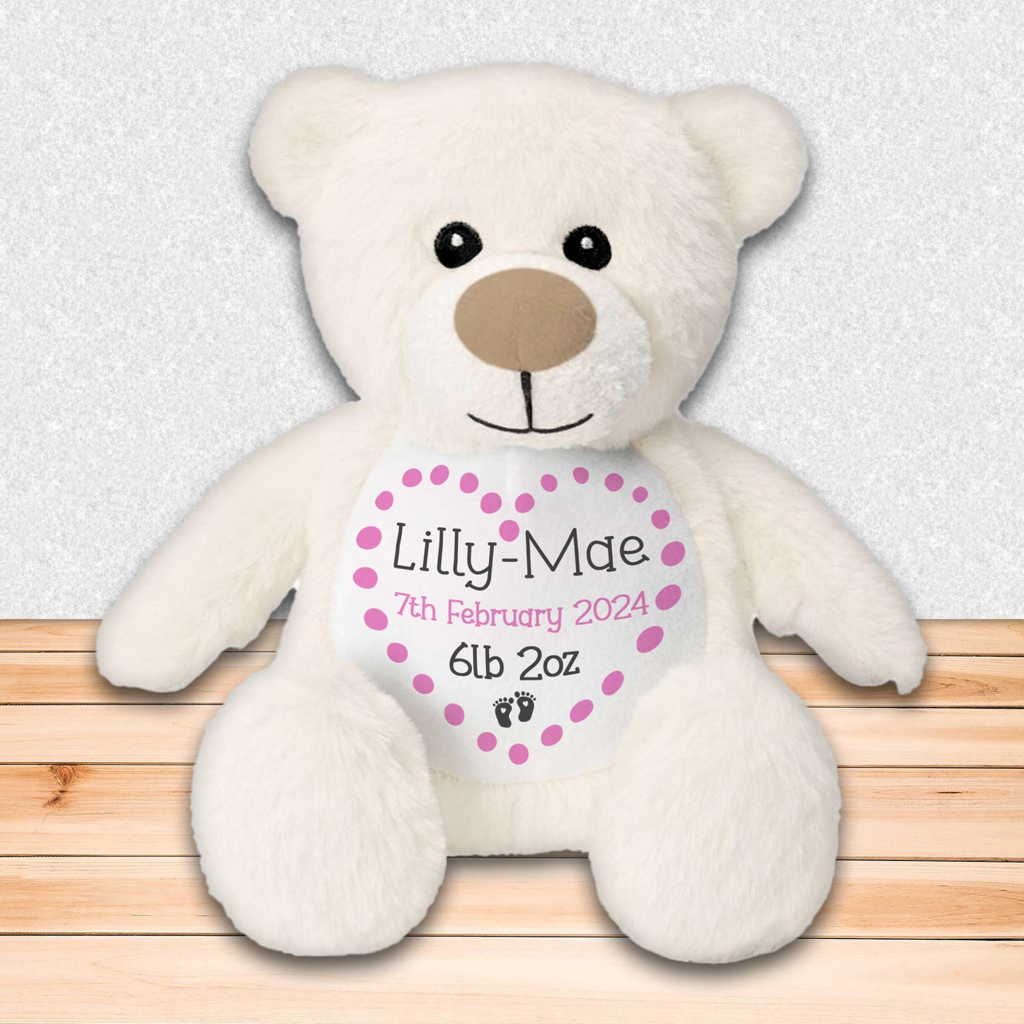 Personalised Teddy Bear for New Baby Gift - Blue Bear with Baby's Name and Stats to Celebrate Birth of Baby Boy