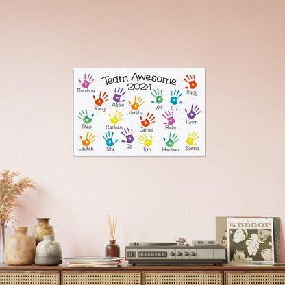 Personalised Work Team Handprints Canvas Print - Leaving, Promotion or Retirement Gift for Co-worker, Employee or Boss