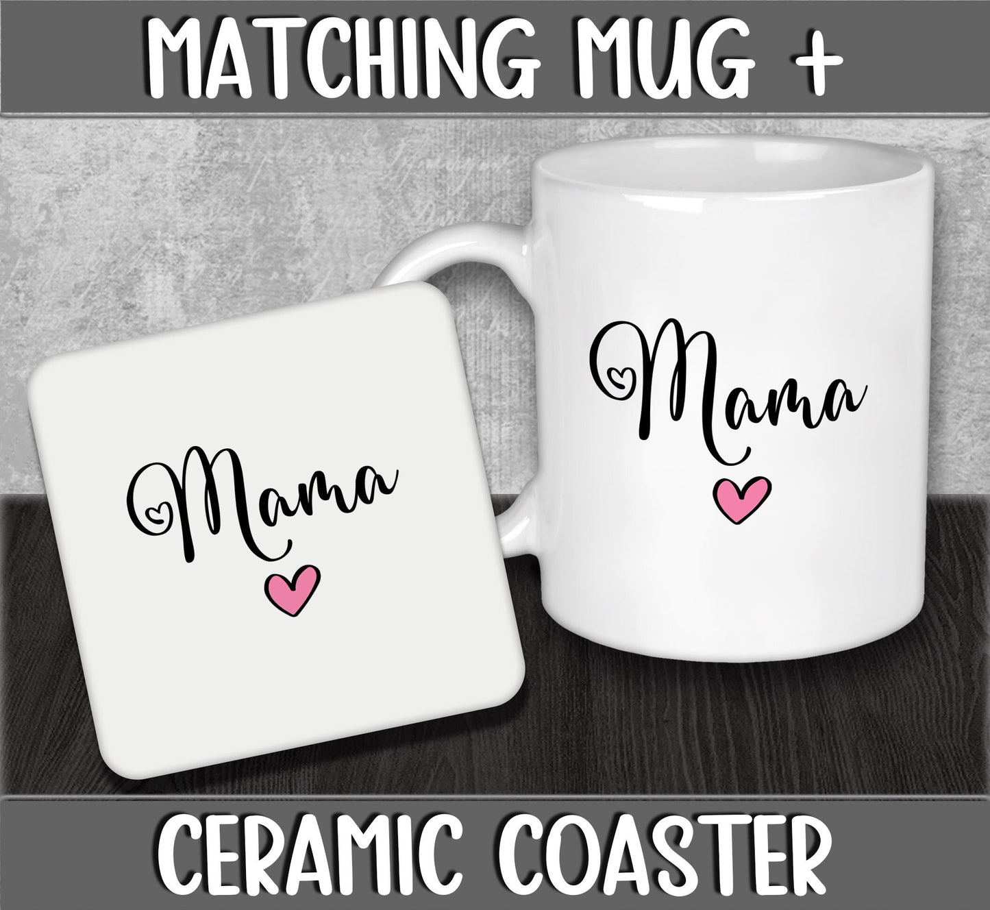 Mug and Coaster Set for Mama for Mother's Day Gift - Christmas or Birthday Present from Kids