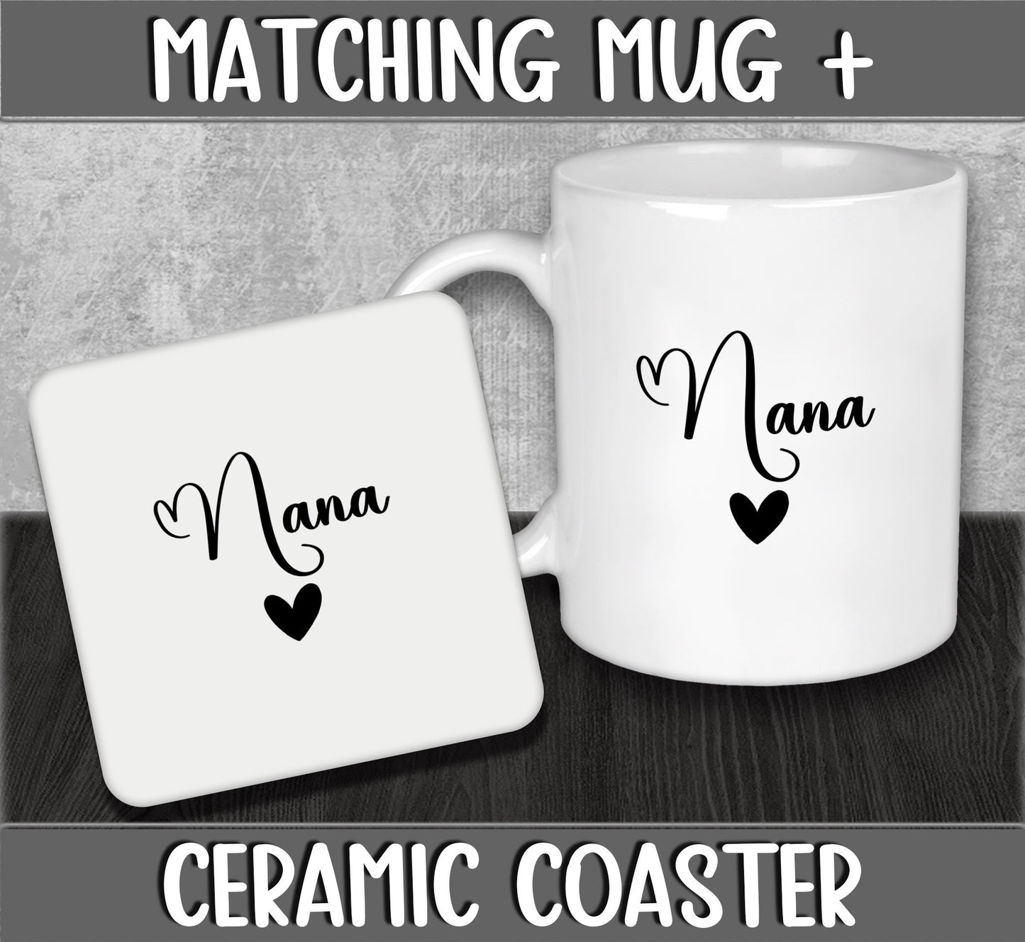 Mug and Coaster Set for Nana for Mother's Day Gift for Nanna or Grandma - Present for Expecting Baby for New Grandparents