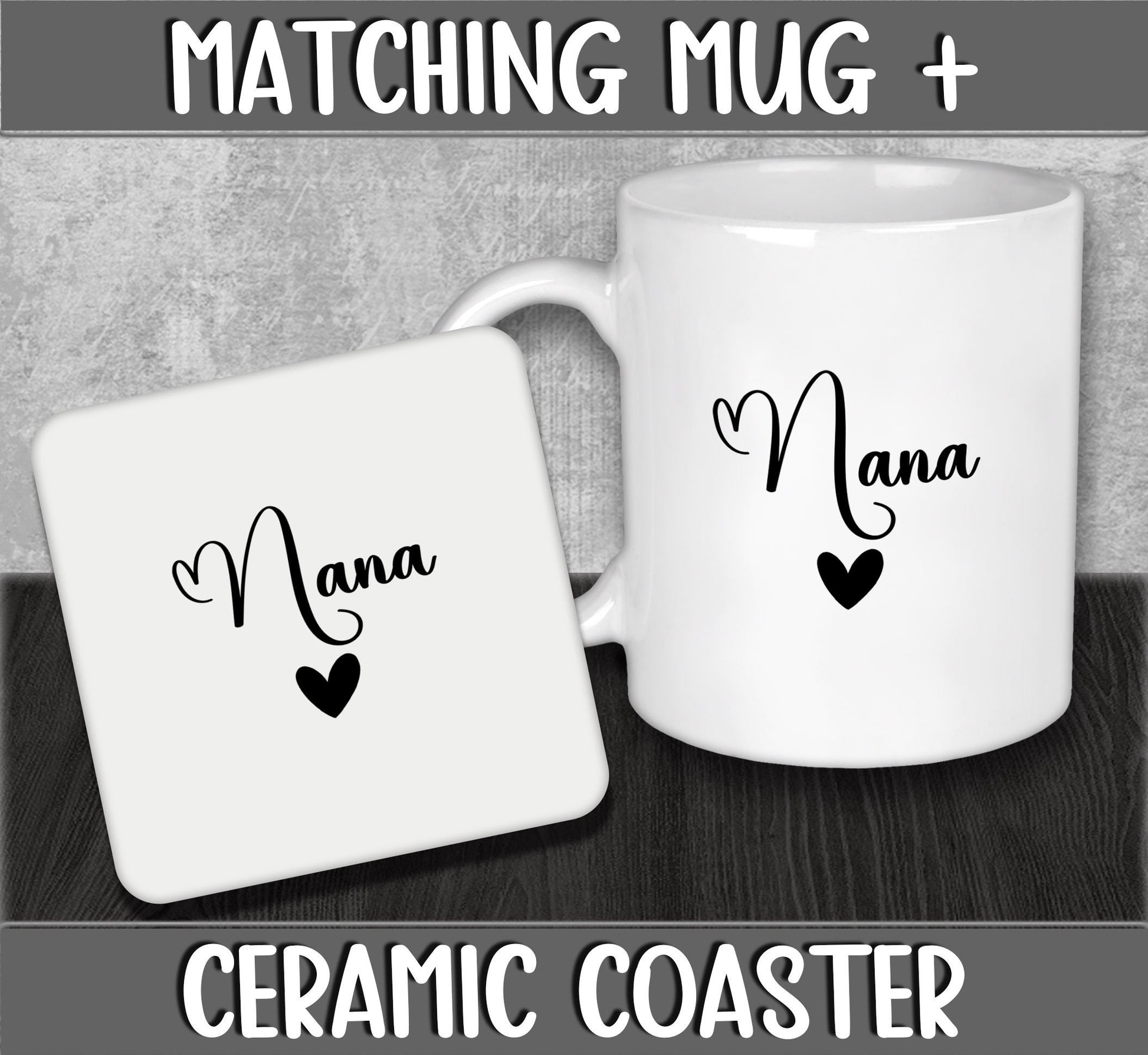 Mug and Coaster Set for Nana for Christmas or Birthday Present for Nana or Grandma - Stocking Filler Gift for Grandparents