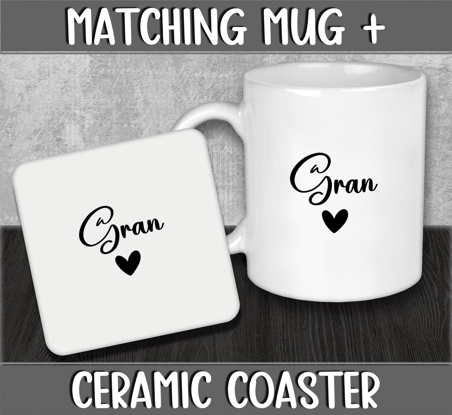 Mug and Coaster Set for Gran for Mother's Day Gift for Nanna or Grandma - Present for Expecting Baby for New Grandparents