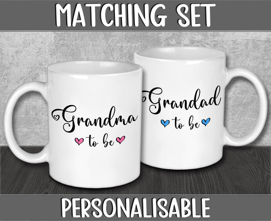 Grandma & Grandad To Be Mugs to Congratulate Grandparents-To-Be