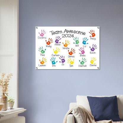 Personalised Work Team Handprints Acrylic Print - Leaving, Promotion or Retirement Gift for Co-worker, Employee or Boss