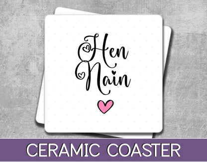 Hen Nain Coaster for Mother's Day or Anniversary Gift for Welsh Great Nana or Grandma - Pregnancy Reveal Present for New Grandparents