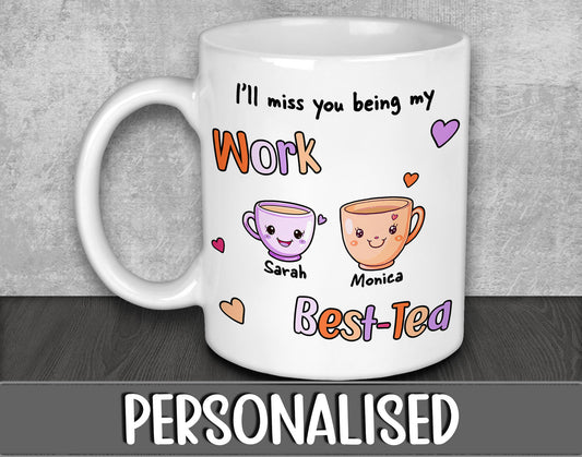 I'll Miss You Being My Work Best-Tea Mug - Personalised Leaving Present for Colleague or Co-Worker