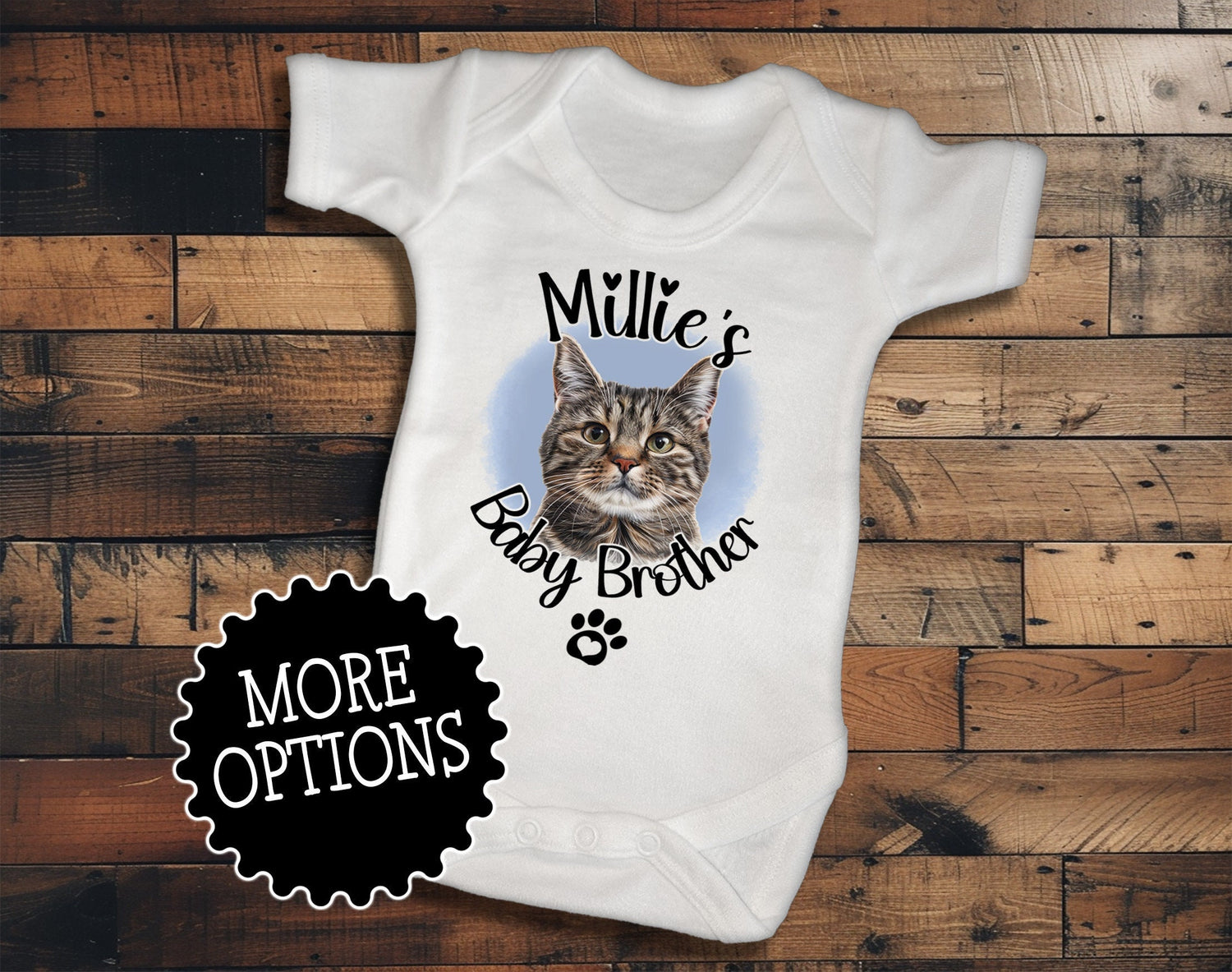 Personalised Pet Portrait Baby Vest for New Baby Gift