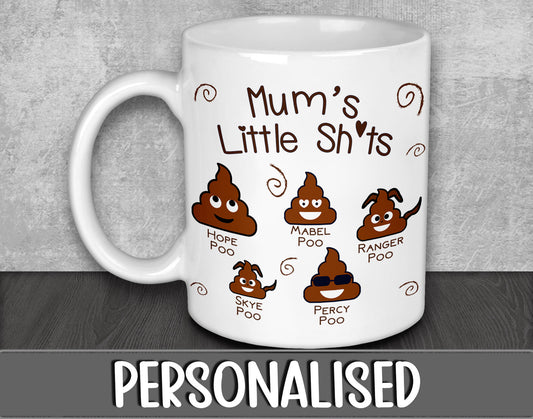 Personalised Mum's Little Shits Mug for Mother's Day Gift - Funny Birthday Present for Mum