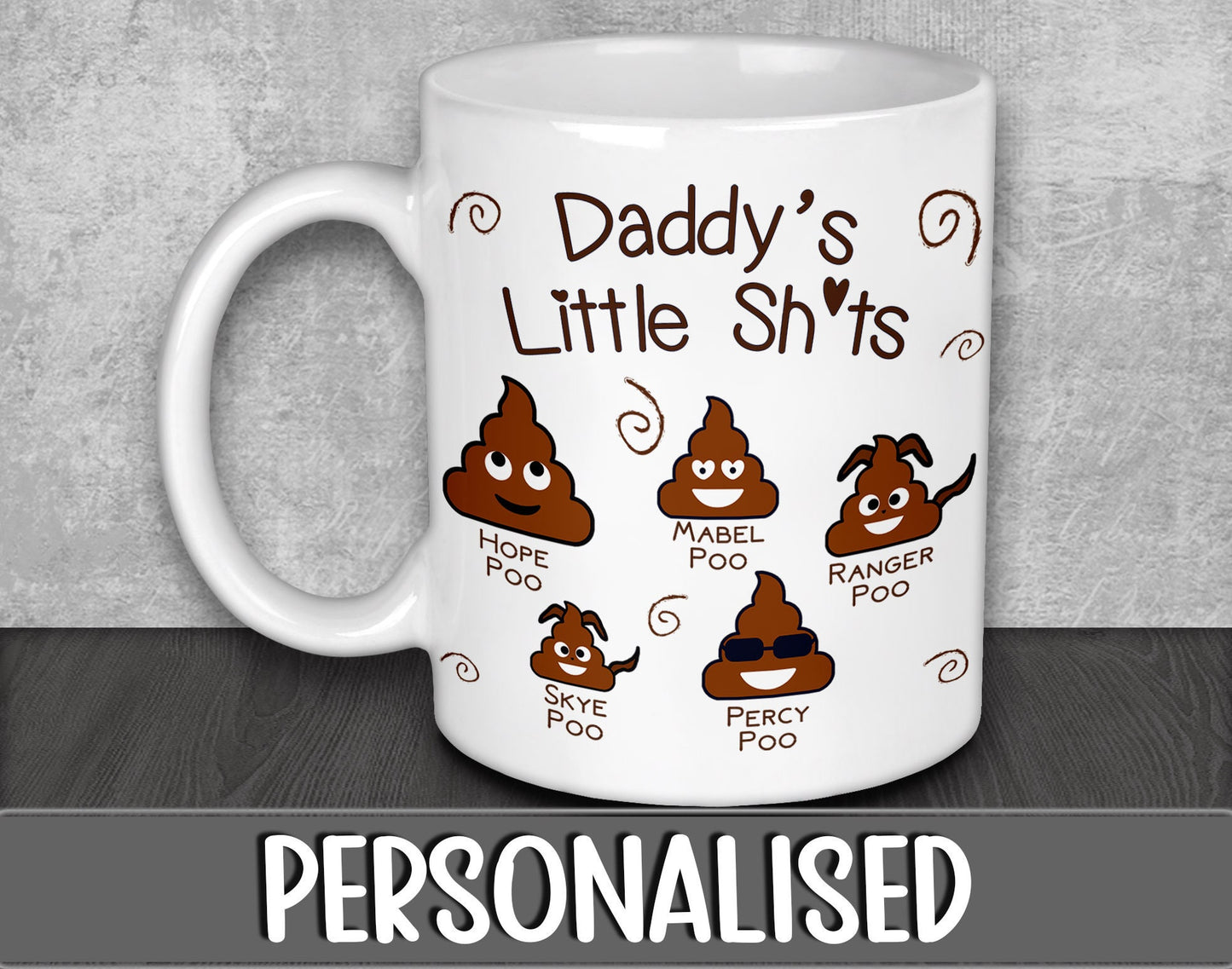 Personalised Daddy's Little Shits Mug for Father's Day Gift - Funny Birthday Present for Dad