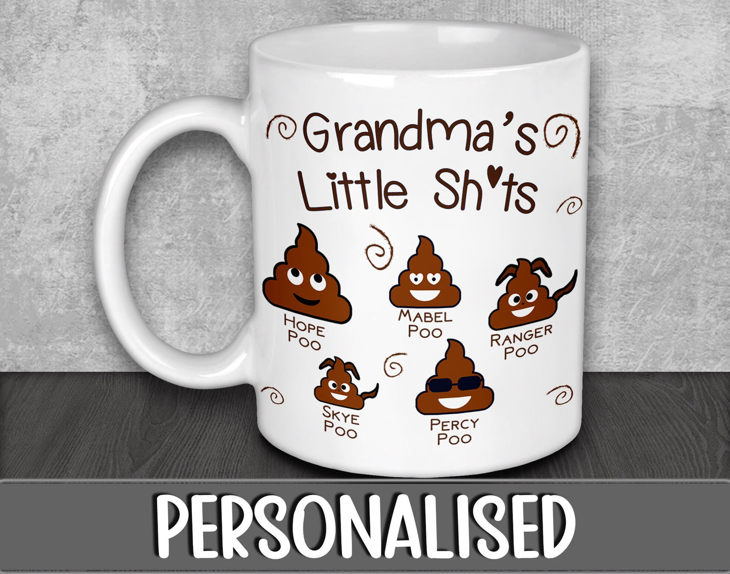 Personalised Grandma's Little Shits Mug for Mother's Day Gift - Funny Birthday Present for Nana