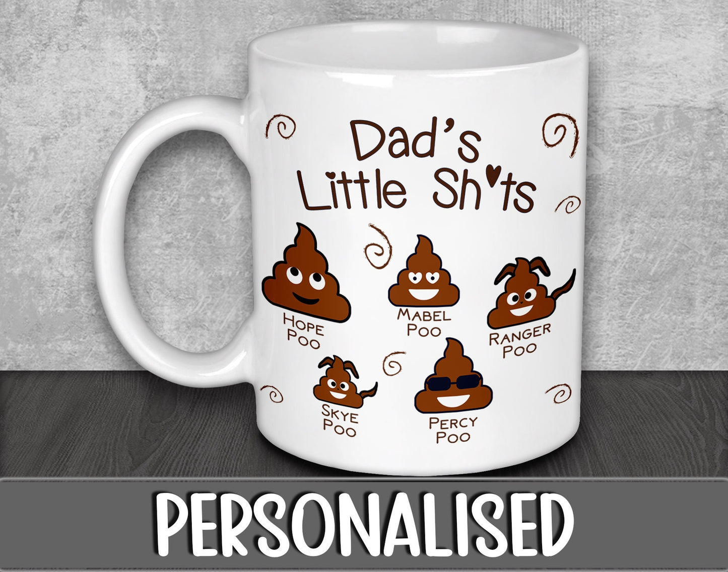 Personalised Dad's Little Shits Mug for Father's Day Gift - Funny Birthday Present for Dad