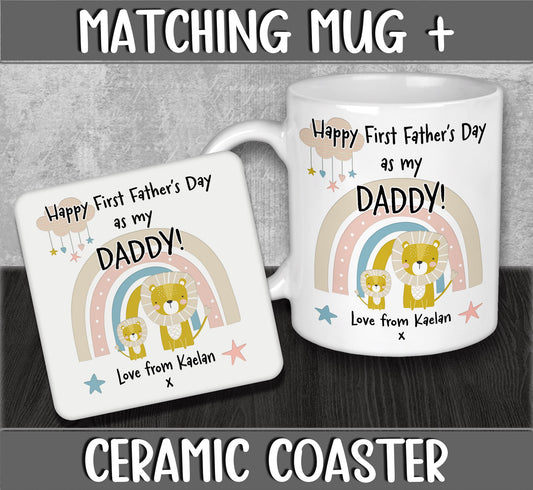 Happy First Father's Day As My Daddy Mug & Coaster - Personalised Gift from Kid's