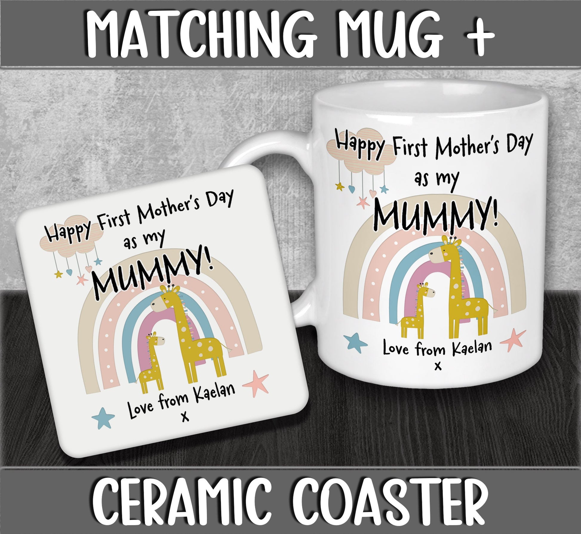 Happy First Mother's Day As My Mummy Mug & Coaster - Personalised Gift from Kid's