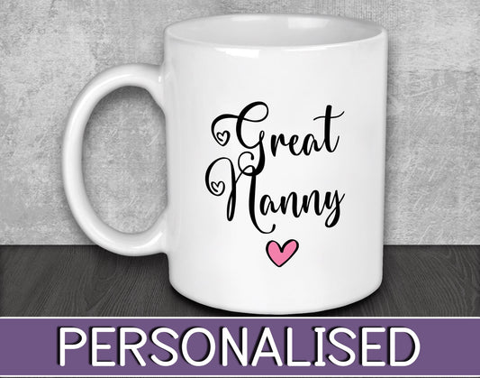 Great Nanny Mug for Mother's Day or Anniversary Gift for Nana or Grandma - Pregnancy Reveal Present for New Grandparents