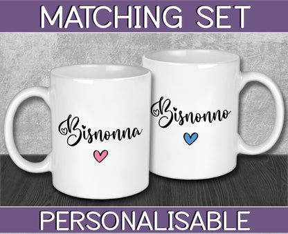 Personalised Bisnonna & Bisnonno Mug Set for Anniversary Gift - Stocking Filler for New Italian Grandparents