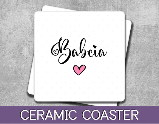 Babcia Coaster for Mother's Day or Anniversary Gift for Polish Nana or Grandma - Pregnancy Reveal Present for Polski New Grandparents