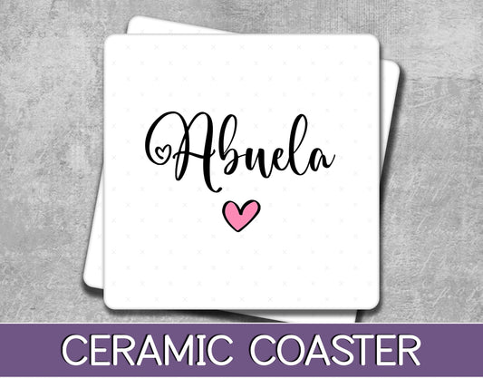 Abuela Coaster for Mother's Day or Anniversary Gift for Spanish Nana or Grandma - Pregnancy Reveal Present for Española New Grandparents