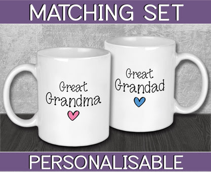 Great Grandad & Great Grandma Mugs for Christmas Stocking Filler - New Grandparents Gifts