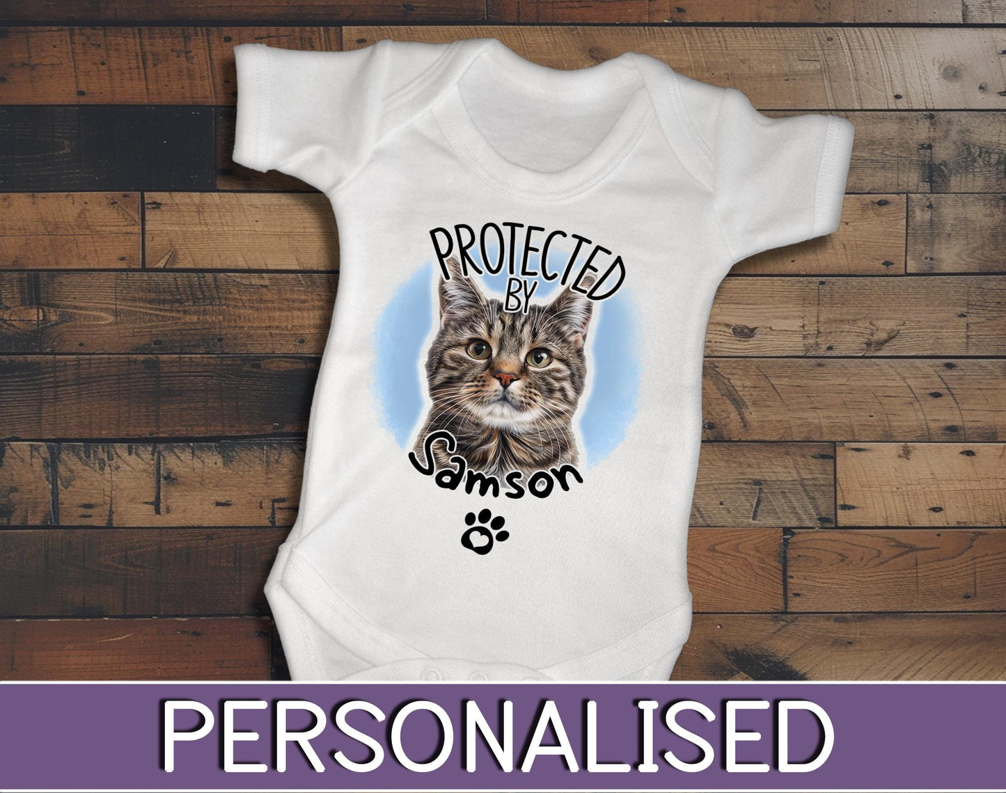 Personalised Protected By Pet Baby Vest for New Baby Gift