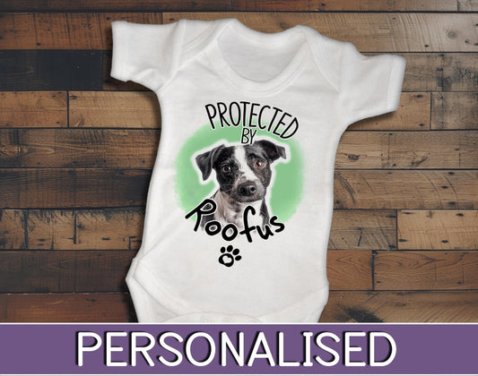 Personalised Protected By Pet Baby Vest for New Baby Gift