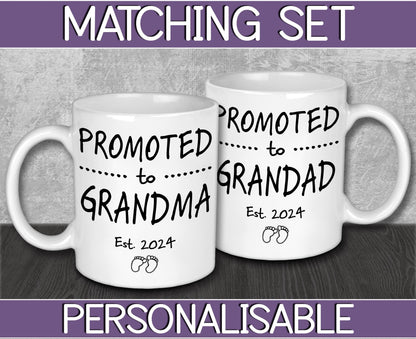 Promoted To Grandma and Grandad Mugs - Baby On The Way