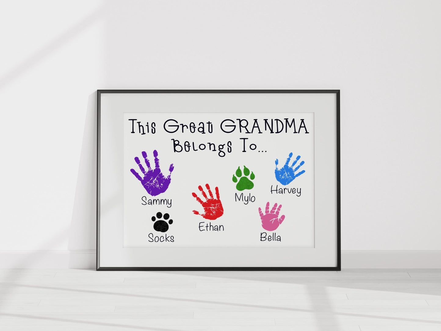 Personalised Handprints This Great Grandma Belongs To... Print - Birthday Present - Mother&#39;s Day Gift - Family Portrait Gift - Customise