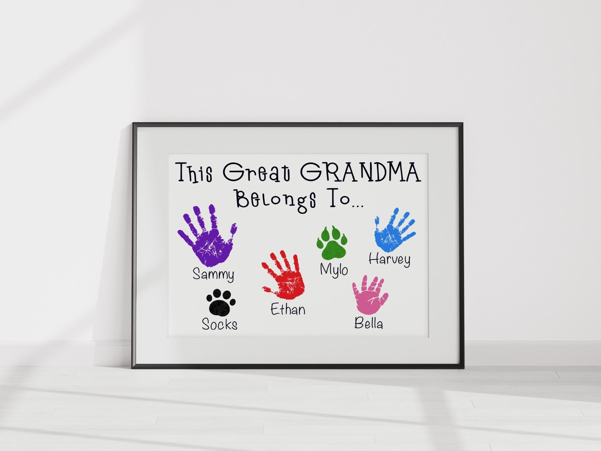 Personalised Handprints This Great Grandma Belongs To... Print - Birthday Present - Mother&#39;s Day Gift - Family Portrait Gift - Customise