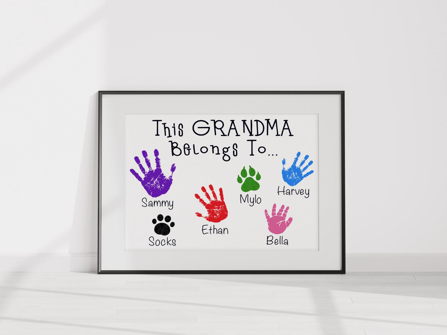 Personalised Handprints This Grandma Belongs To... Print - Birthday Present - Mother&#39;s Day Gift - Family Portrait Gift - Custom Prints
