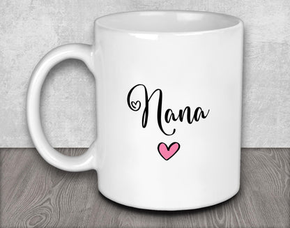 a white coffee mug with the word nama on it
