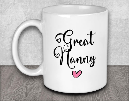 a white coffee mug with the words great mama on it