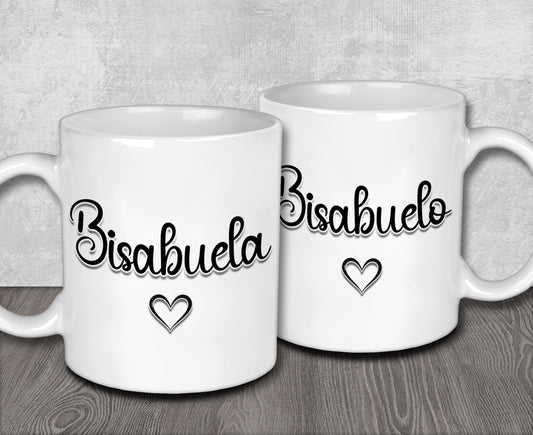 two white coffee mugs with hearts on them