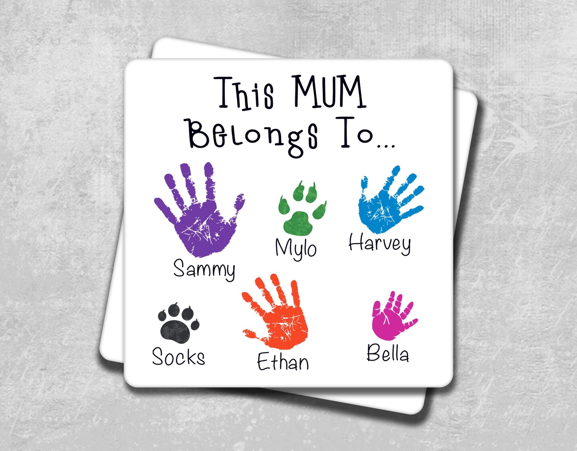 this mum belongs to coasters with hand prints