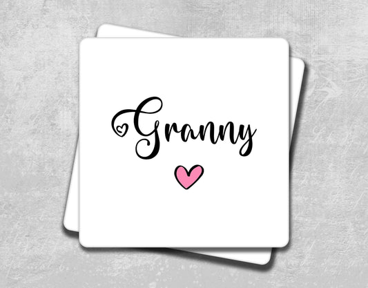 a card with the word granny on it