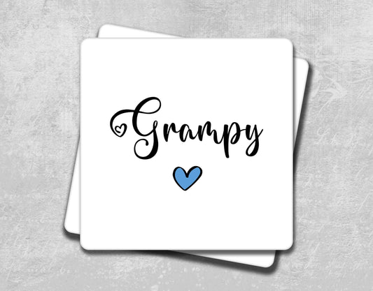 a card with the word grumpy written on it