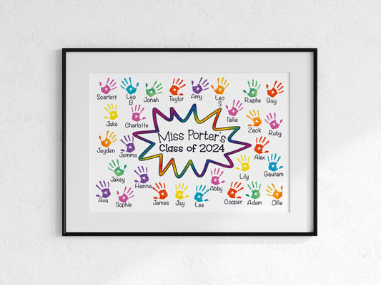 a picture of a class of 2012 with hand prints