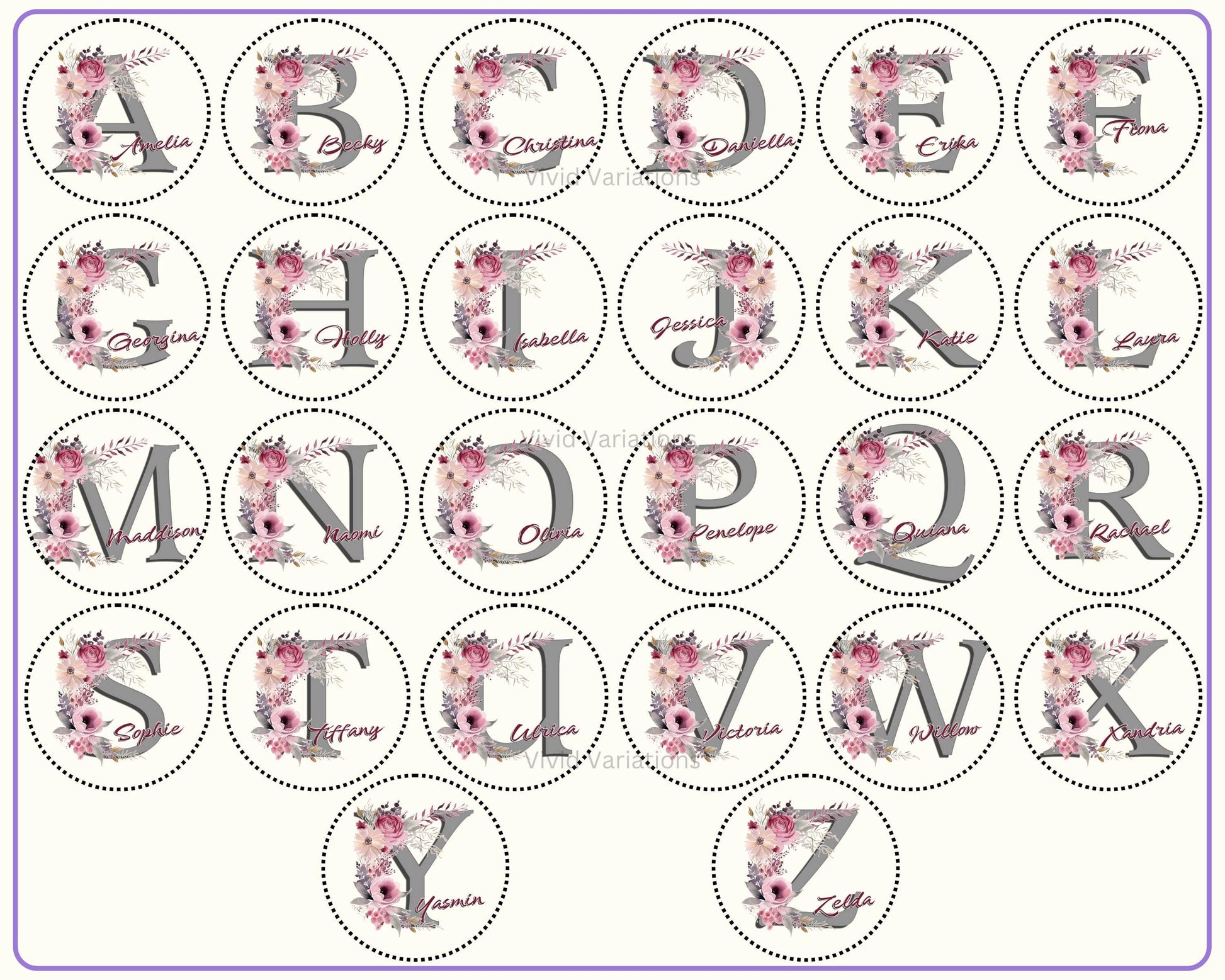 Initial Name Mug with Pink Flowers