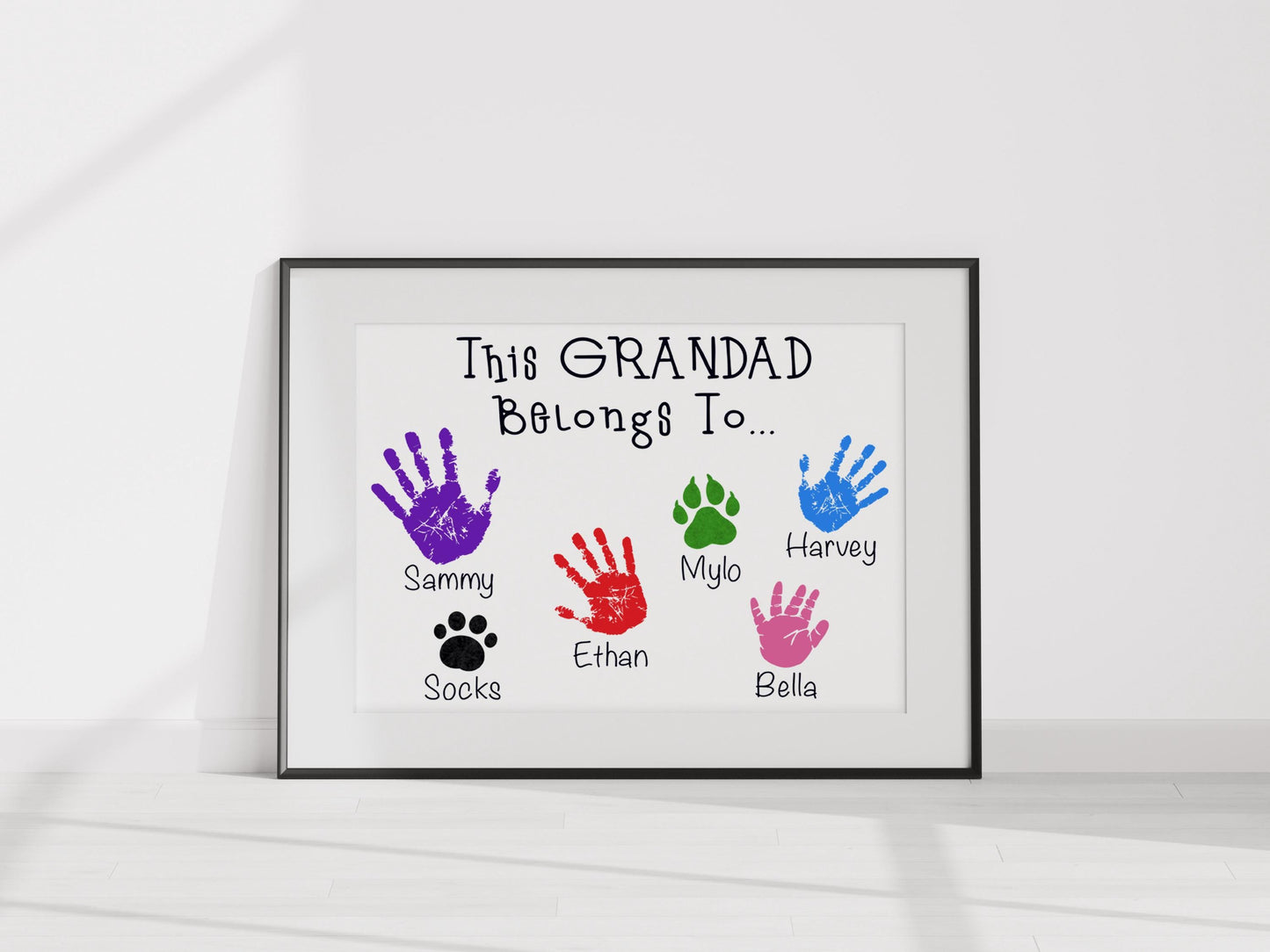 Personalised Handprints This Grandad Belongs To... Print - Birthday Present