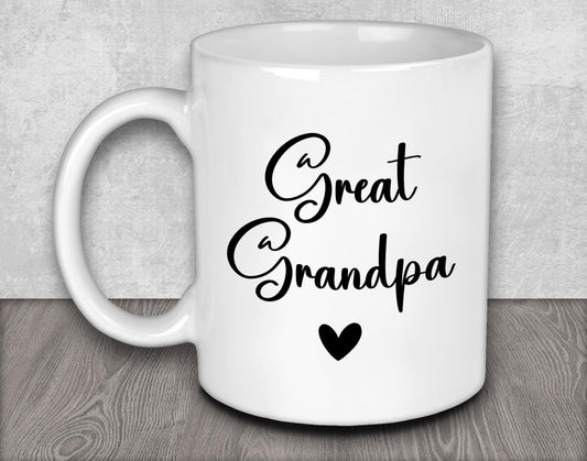 a white coffee mug with the words great grandpa on it