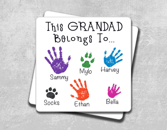 a card with a handprint of different colors