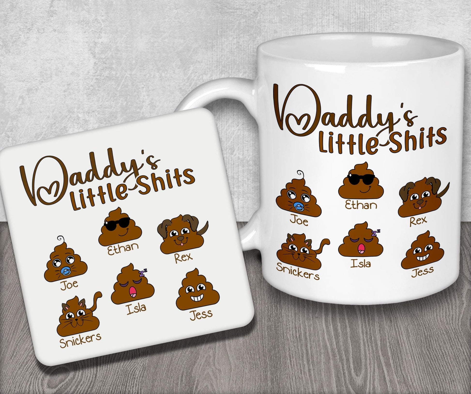 a coffee mug with a picture of a bunch of emo emo emo