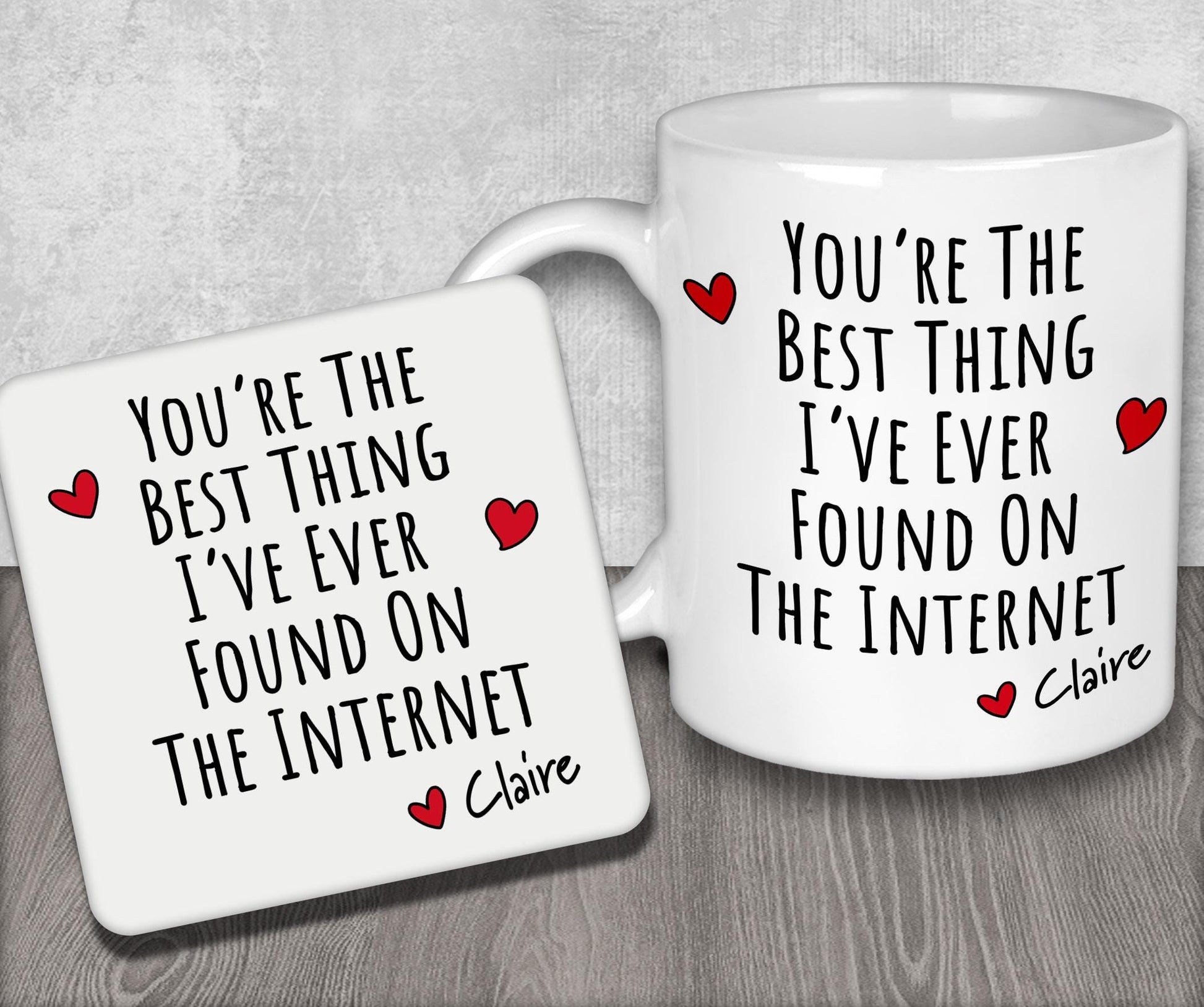 a couple of coffee mugs sitting on top of a table