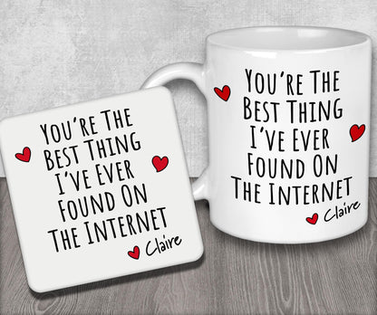 a couple of coffee mugs sitting on top of a table